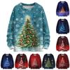Ladies' Fashionable Casual Long Sleeved Beautiful Christmas Tree Print Round Neck Yarn Knitting