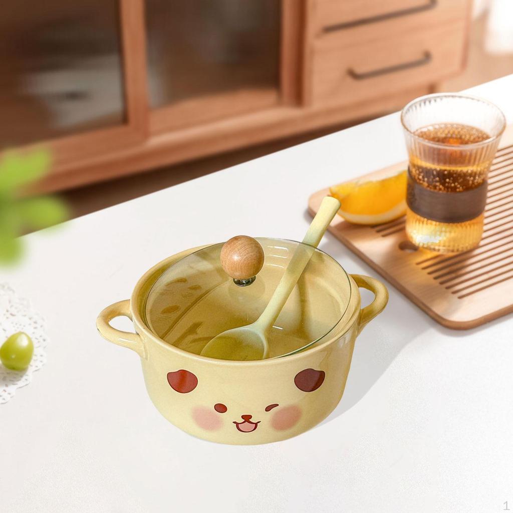 Керамическая миска для рамена с крышкой, Супница, Милый дизайн для дома, Студенческого общежития, Подарок, Офиса