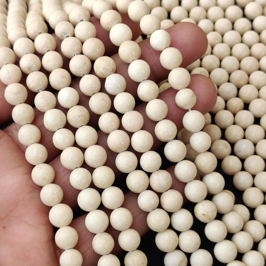 Natural Matt Fossil Jasper River Stone Beads, 6mm 8mm 10mm Size Beads, Tan Beige Cream Beads, 14-15 Inch Strands Beads.