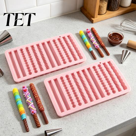 DIY Crafting Molds for Soap Silicone Twist Pretzel Mold, 12 Cavity Cake Chocolate Rod Candy Baking Tray, Compact Storage Kitchen Easy Release Ice Cube