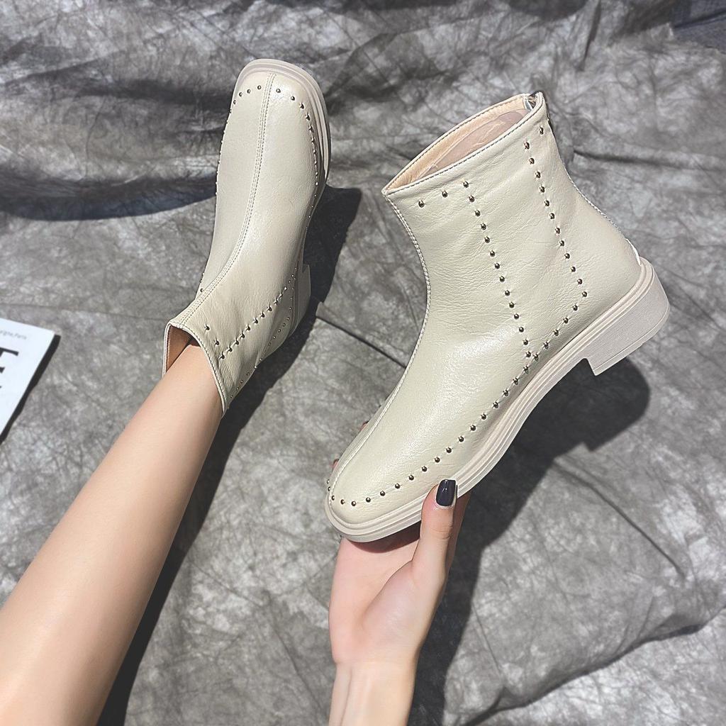 Footwear Combat Booties Elegant with Low Heels Female Ankle Boots Biker Short Shoes for Women Punk Style Studded Trend 2024 Hot
