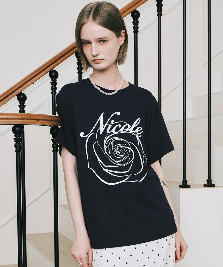 Nigaennikol Nicole Rose Топ с рукавами_Темно-синий Белый