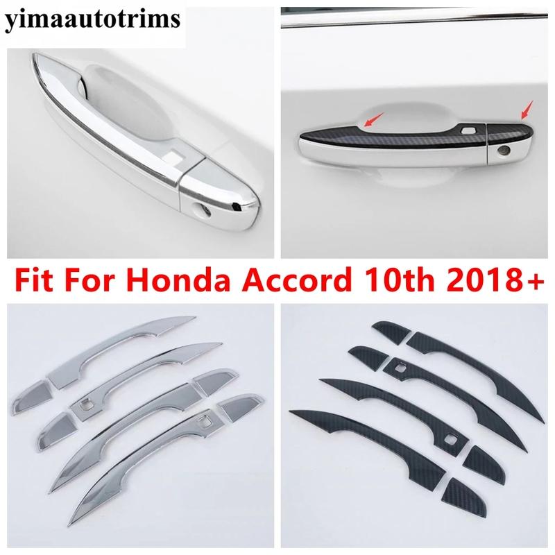 Car Outside Door Handle Decoration Cover Trim Fit For Honda Accord 10th 2018 - ABS Chrome / Carbon Fiber Look Accessories