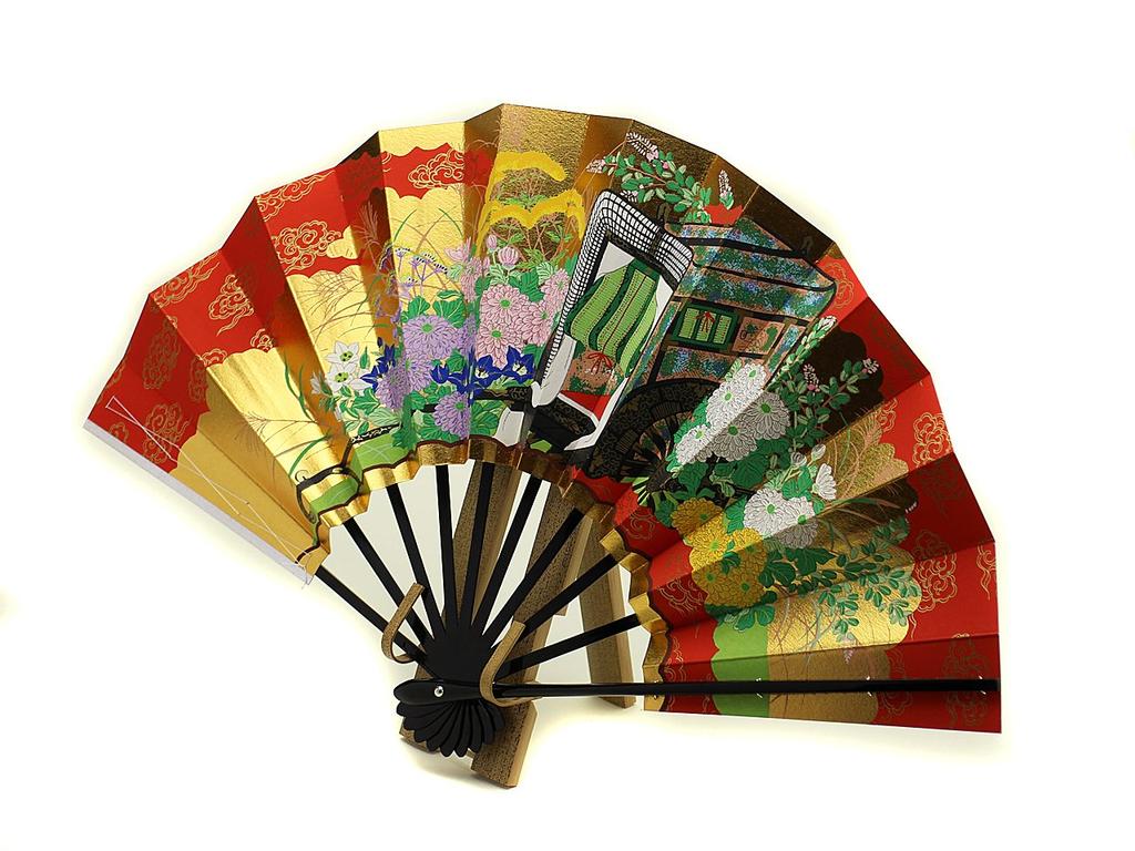 Kyoto Decorative Imperial 9 Inches and 5 Made In Comes with Fan Japanese Entrance Japanese New Year Front and Back Patterns Height 29cm X Width 51cm