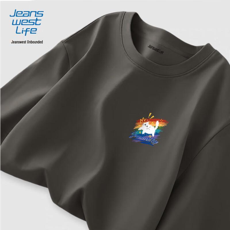 JEANSWEST LIFE Мужская хлопковая футболка с длинным рукавом и мультяшным принтом