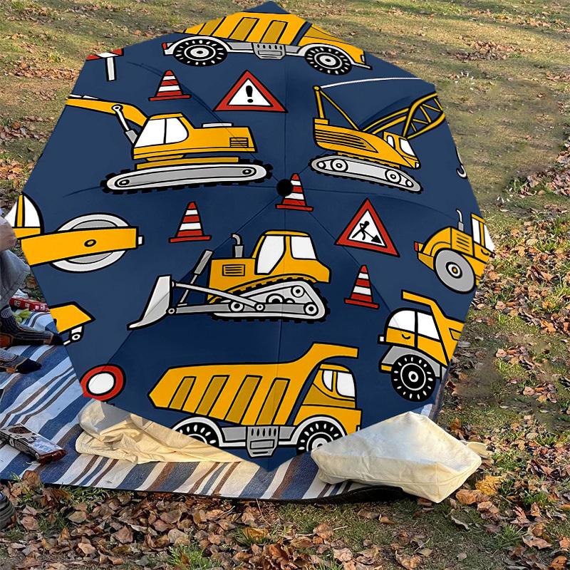 1PC construction vehicles Umbrella-8-Rib Reinforced, Automatic Open, Lightweight & Durable, Cute Fashion Accessory for Outdoor-T338