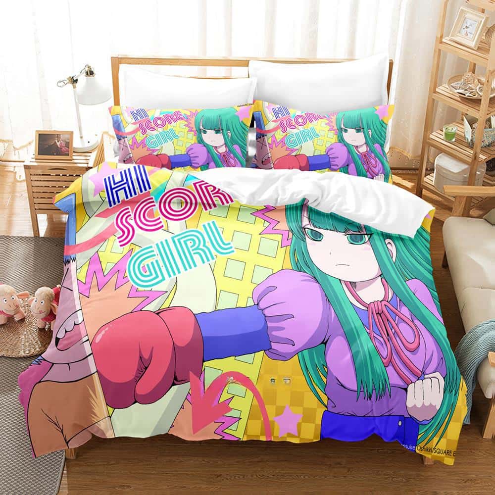 New Kawaii Hi Score Girl Bedding Set Single Twin Full Queen King Size Bed Set Adult Kid Bedroom Duvet Cover Sets Girls Anime Bed
