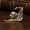Tea Table Sculpture Vintage Bronze Snail Sculpture, Metal Animal Statue, Slow Living Desk Life Decor for Home Office Table, Garden Yard Ornament Gift