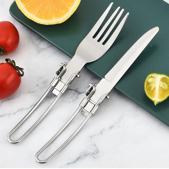 Набор складных ложек из нержавеющей стали, набор ножей для вилок, складная ручка, нержавеющие столовые приборы для кемпинга, пикника, кухни, на открытом воздухе