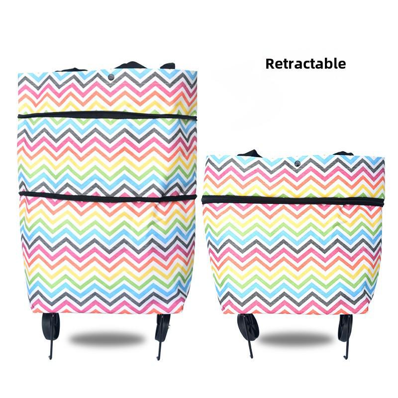 Портативная складная тележка для покупок из ткани Оксфорд с ручкой