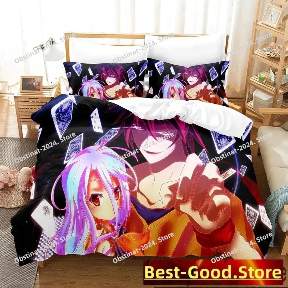 3D Постельное белье с принтом из аниме No Game No Life Комплект с пододеяльником Размеры: Полный, Queen, King Наволочки Постельное белье с принтом Комплект для спальни взрослого и ребенка Односпальный, Twin