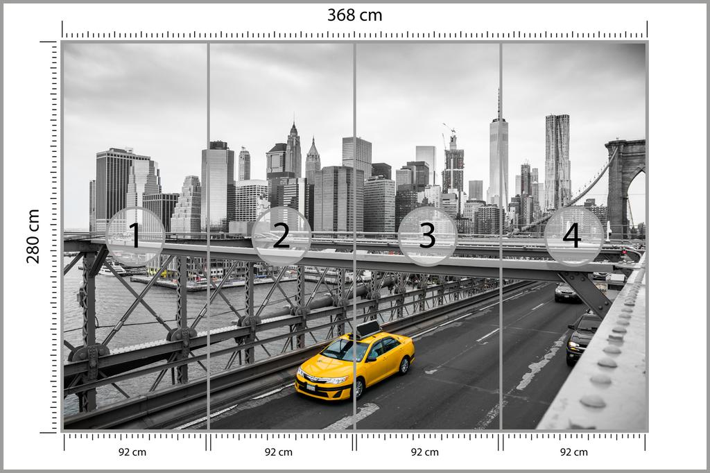 Photomural Taxi Crossing Brooklyn Bridge Washable Fleece 368x280