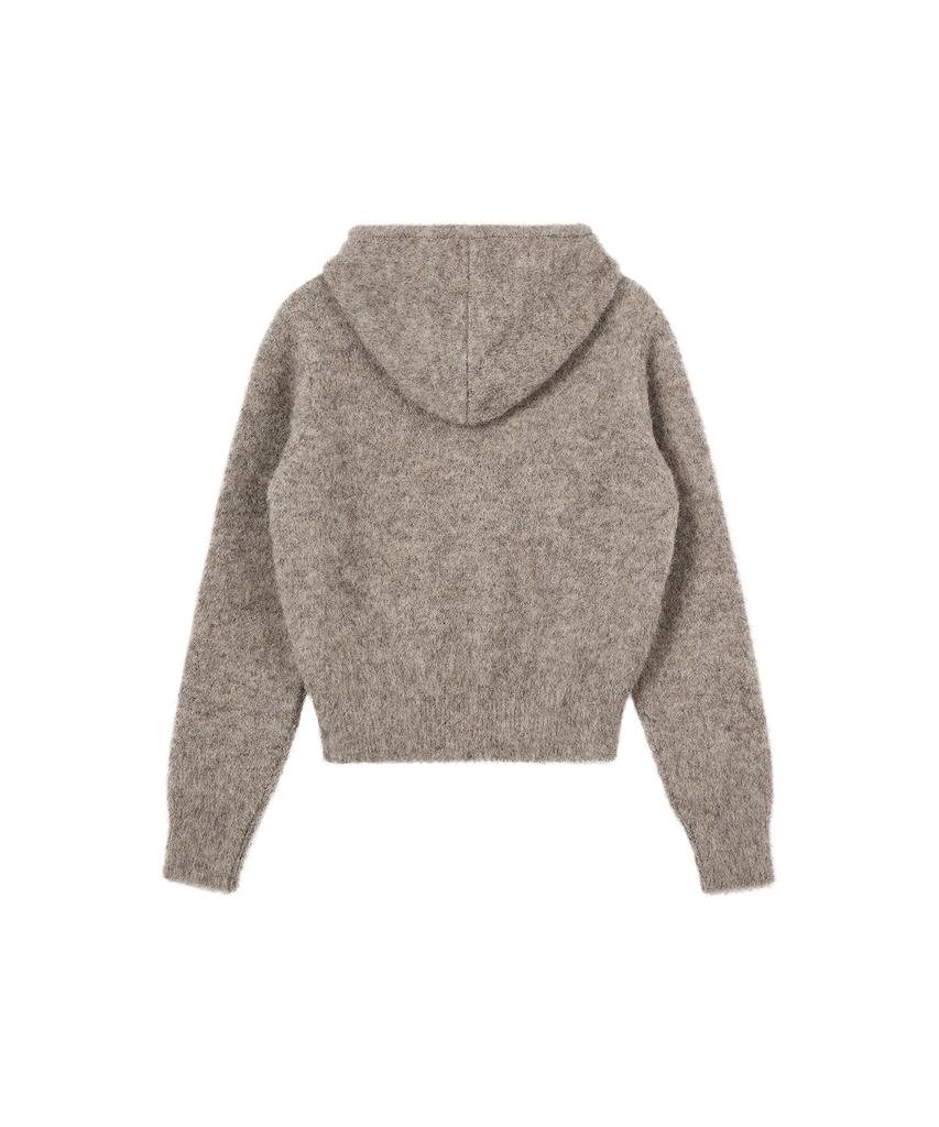 REST&RECREATION Hairy Knit Hood Zip-Up - Brown