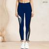 Women Plus Size High Waist Abstract Printed Side Eyelet Lace Up Full Length Leggings