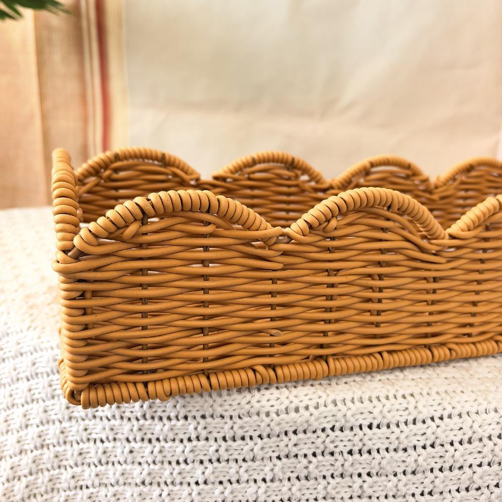 Lightweight Rattan Weave Basket Rectangular Home Organization Basket Home Decoration