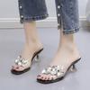 Туфли женские высокого качества с открытым носком женские тапочки модные бестселлеры женские летние туфли на каблуках со стразами женские