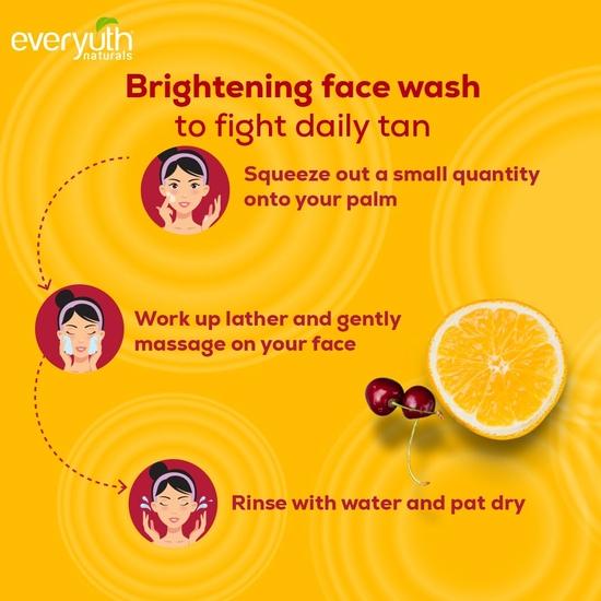 Everyuth Naturals Brightening Lemon&Cherry Face Wash | Глубокое очищение, удаление грязи и жира | 100% без мыла | Для всех типов кожи | Без парабенов - 150 г (Пакет из 2)