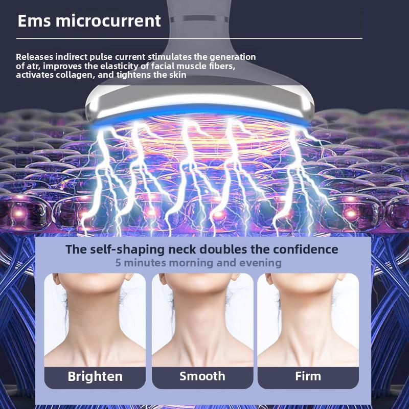 Подтяжка и укрепление шеи, аппарат для красоты, ледяной компресс, электрический аппарат для красоты шеи, 6 режимов, 4 передачи, ледяной компресс с базовым массажным инструментом для дома