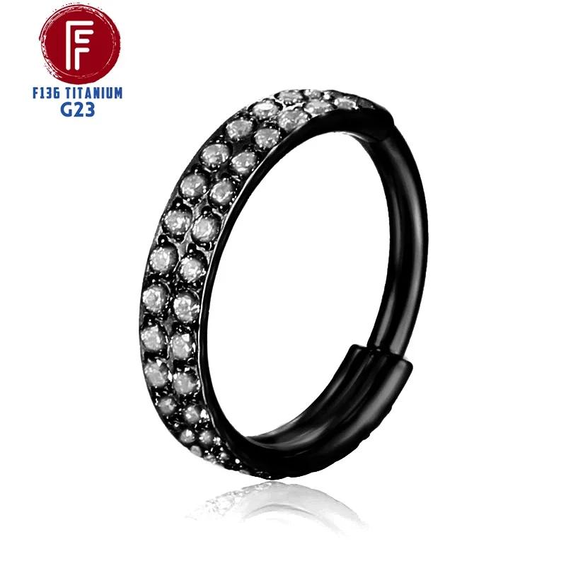 Серьги-кликеры для пирсинга уха G23 Титан Daith Хрящ 16G Хеликс Нос Септум Ухо Раковина Шарнирный Clicker Украшения для тела Кольцо для уха Циркон