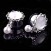 1Pc Lady Flower Faux Pearl Dangle Ear Tunnel Expander Plug Piercing Jewelry Gift