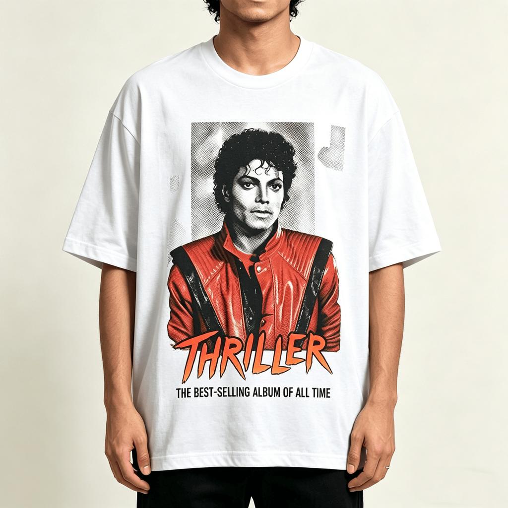 2026 Movie Michael Jackson Thriller Era Real Portrait Unisex T Shirt Unisex Cotton Short Sleeve Y2k Oversized Tee Vintage Tops