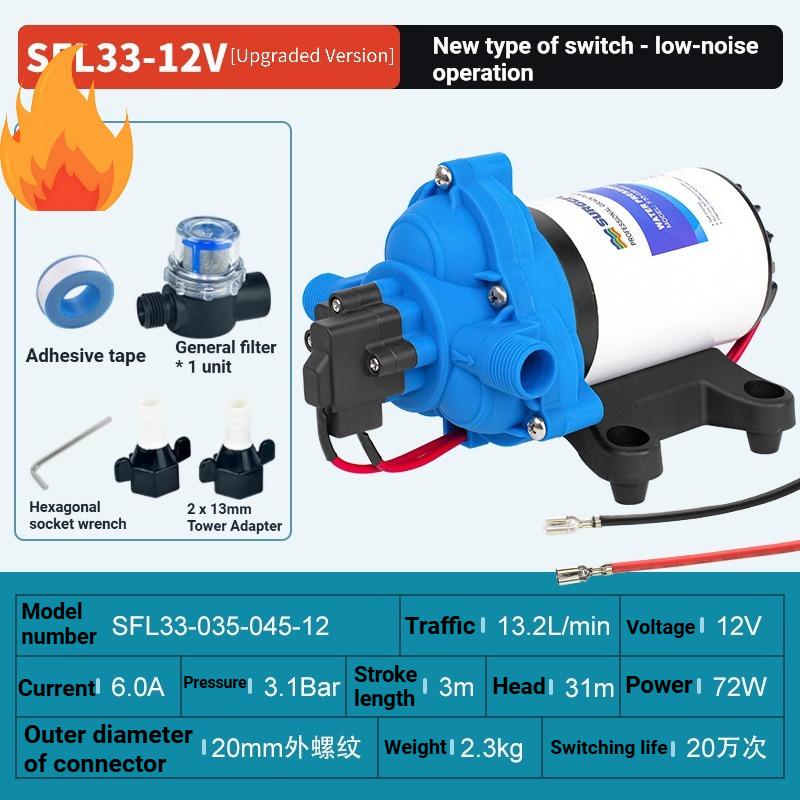 Diaphragm Booster Pump Electric 12V/24V DC Suitable for RVs Yachts Ships and Small Self-priming High-pressure Self-priming Pumps