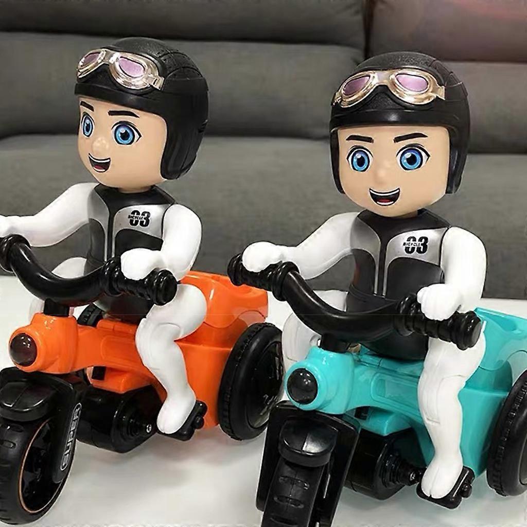 Electric Mini Car Toy Stunt Bike Toy for Kindergarten Interactive Learning Toy with Music Funny Gift for Activity Center Orange