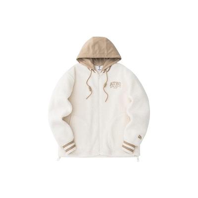 Стиль жизни серии Letter Color Block молния капюшон толстая куртка женская куртка белая 162348712-1