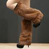 1 пара женских теплых сапог из искусственного меха лисы, однотонные эластичные меховые сапоги