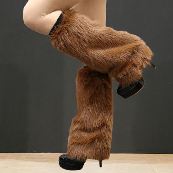 1 пара женских теплых сапог из искусственного меха лисы, однотонные эластичные меховые сапоги