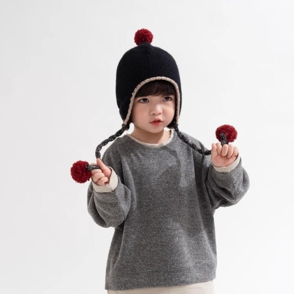 Warm Ear Protection Hat Knitted Knitted Cap New Pullover Cap 2-8Y