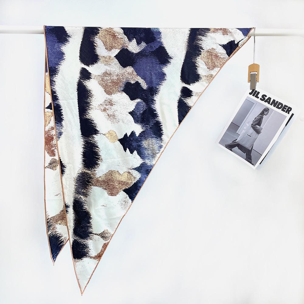 Silk Wool Triangle Scarf – Paris Sketch Design, High-End Mulberry Silk Shawl