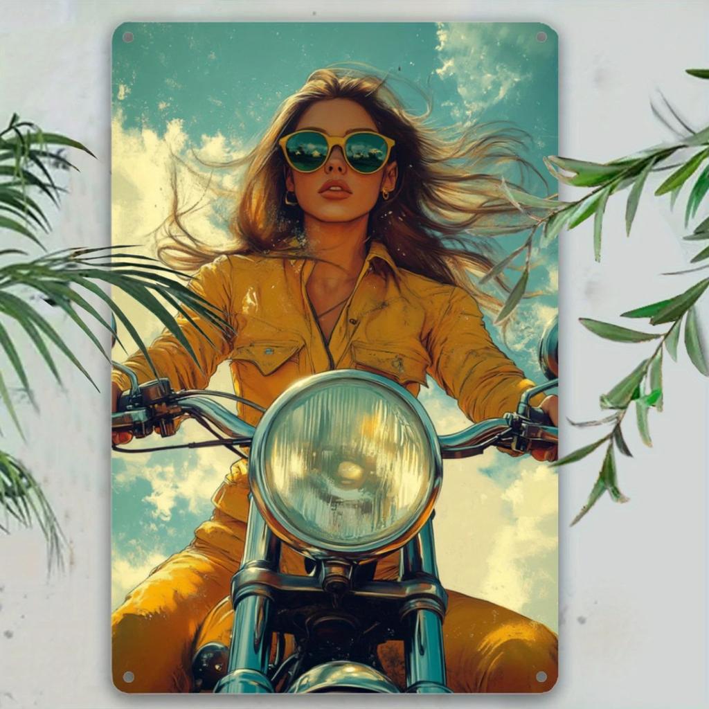 Vintage Aluminum Sign Motorcycle Wall Art Metal Decor 12x8 Inch Retro Cafe Bar Home