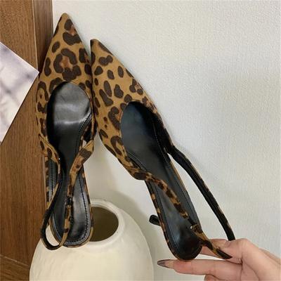 Модные женские туфли-лодочки Eilyken с острым носком, дизайнерские, с леопардовым принтом, на тонком низком каблуке, для вечеринок, платья, с ремешком на пятке, женская обувь