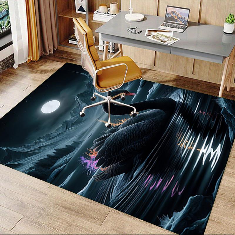 Black Swan Chair Mat: Office Carpet for Comfortable Seating, Perfect Gift for Home Decor and Various Rooms