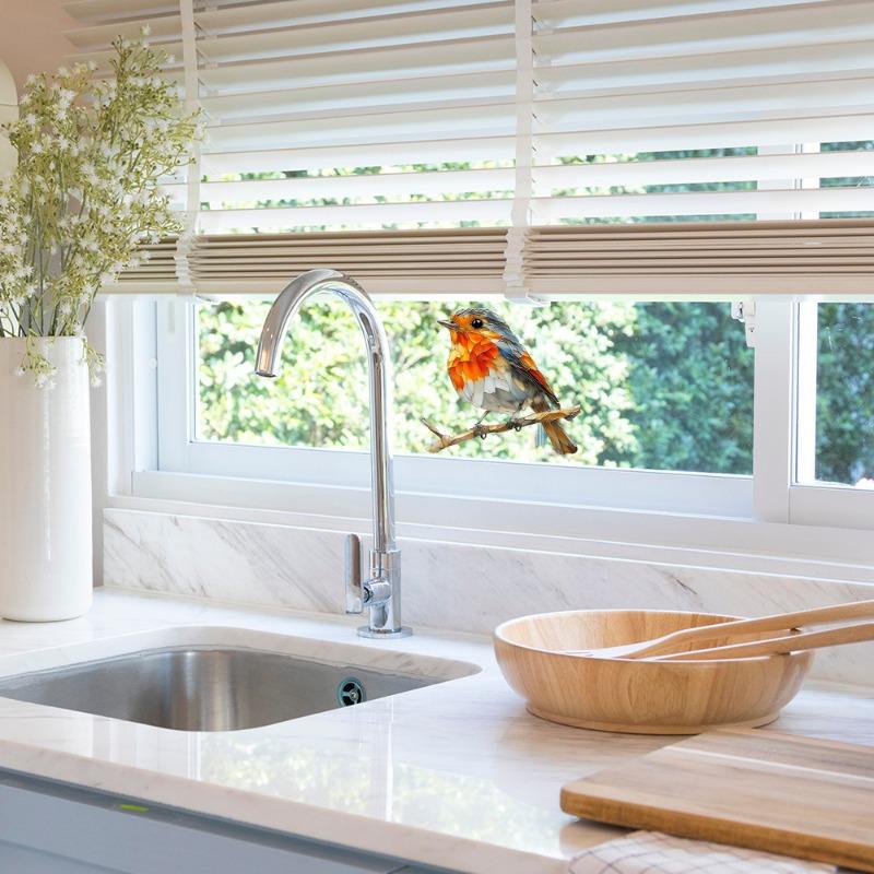 Мультяшная Ветка Птица Стекло Окно Украшение Электростатическая УФ Наклейка на Окно