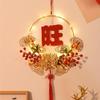 Chinese Lunar Year Wreath Front Door Artificial Berries LED with Light