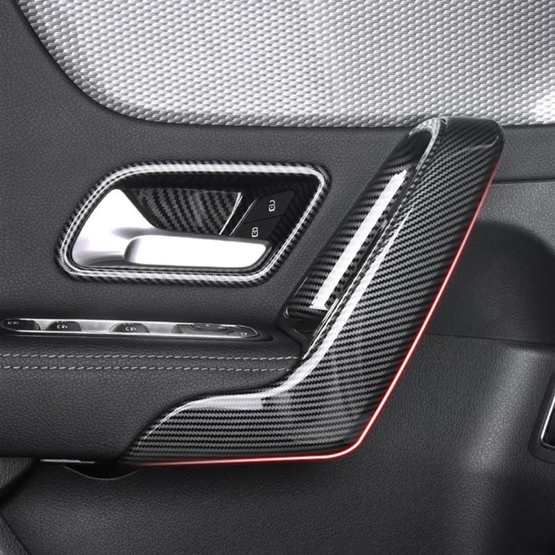 Цвет углеродного волокна, внутренние дверные ручки автомобиля, декоративная панель, дверная чаша, рама, накладка для Mercedes Benz A Class W177 CLA