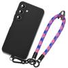 Case for Samsung Galaxy A55 5G, Shockproof Black TPU Anti-Scratch Protection with Removable Tricolor Lanyard