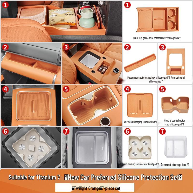 Kangchi Formula Leopard Titanium 7 Console Storage Box: Silicone, Partitioned, and Private Storage for Interior Modification.