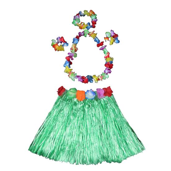 Юбка-хула в гавайском стиле, комплект для девочек, ожерелье-гирлянда, браслет, юбка-хула, костюм на Хэллоуин, танцевальный костюм, юбка-трава
