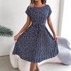 Ins Style Spring and Summer New Casual Short-sleeved Floral Large Swing Pleated Skirt European and American Women's Clothing