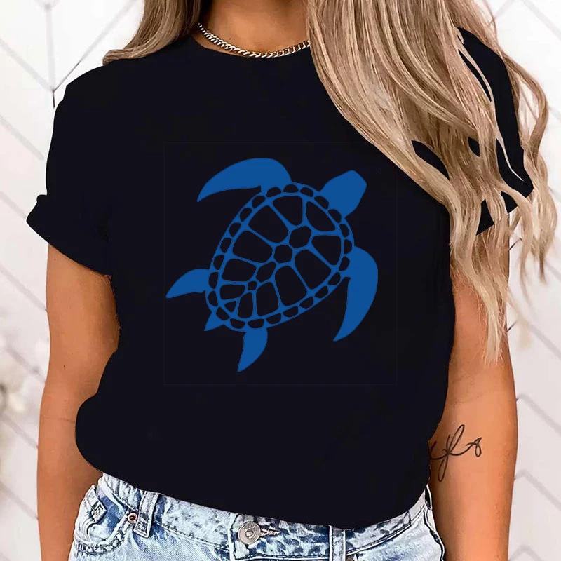 (Премиум-футболка)Защитите океанскую черепаху Принтованные футболки Женские с коротким рукавом Смешные Футболки с круглым вырезом Повседневные Летние топы