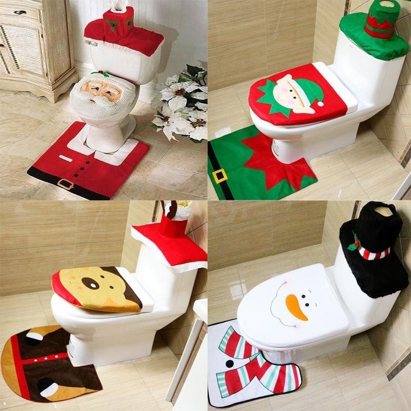 3 шт./набор Фантастический Санта Чехол на сиденье унитаза Рождественский Рождественский Набор для ванной комнаты Домашнее украшение KTY