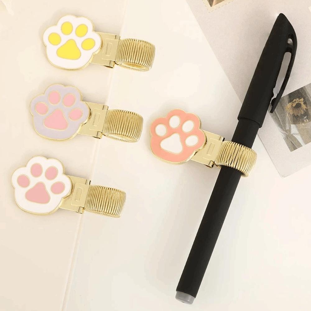 Securely Holds Cat Paw Pen Clip Durable Notebook Pen Holder Puppy Pen Clip with Spring  Student Use