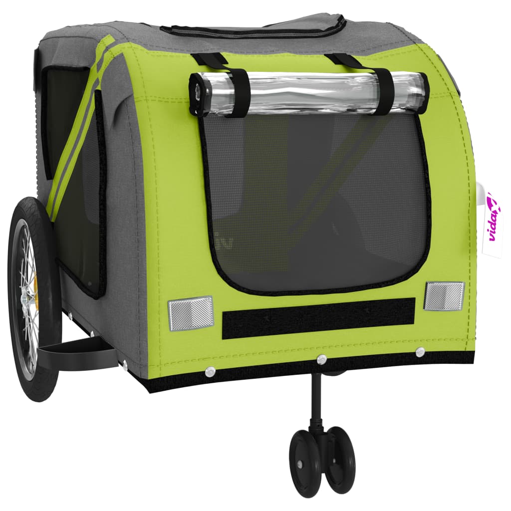 Bike Trailer for Dogs Green and Gray Oxford Fabric and Iron