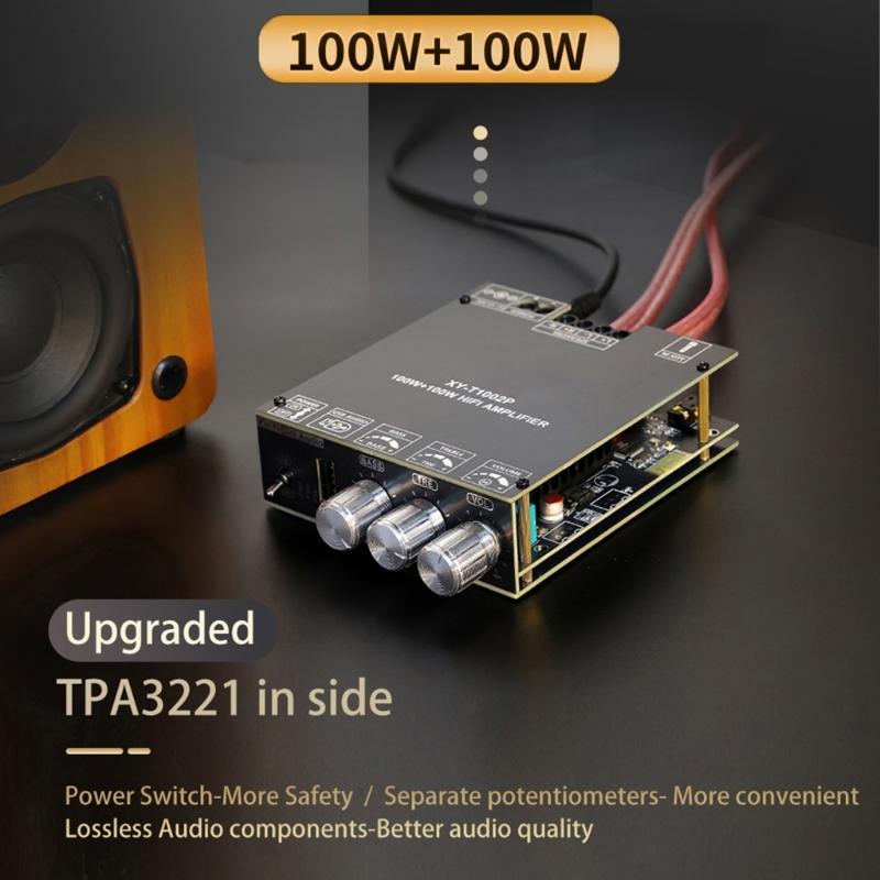 T1002P 100Вт x2 Цифровая плата усилителя TPA3221 и 3116 Мощный выход и регулировка басов и высоких частот для домашнего кинотеатра