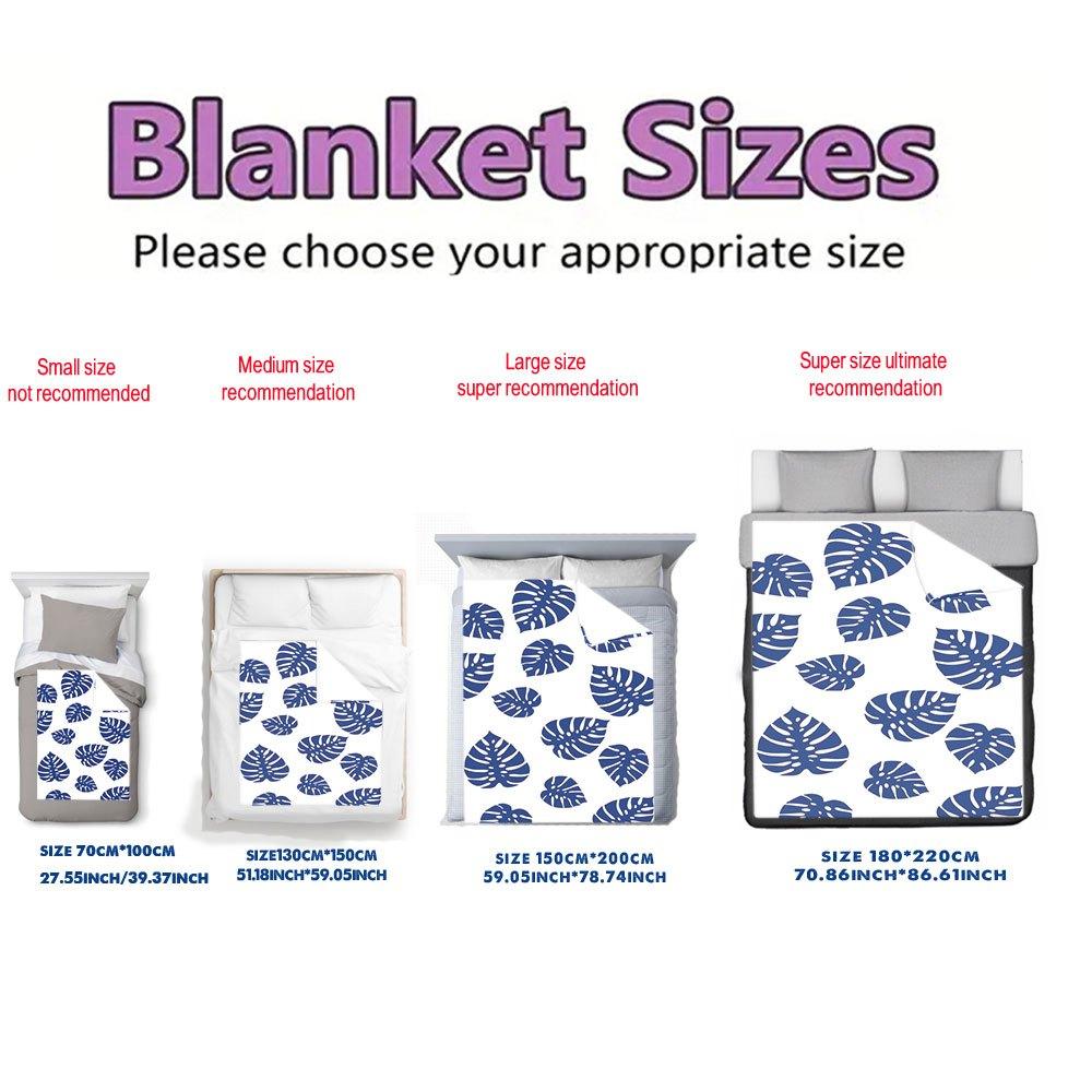 Blue Monstera Leaf Flannel Throw Blanket – Stylish Plant Pattern, Soft Cozy Fleece for Home, Office, Sofa & Car – All-Season Use