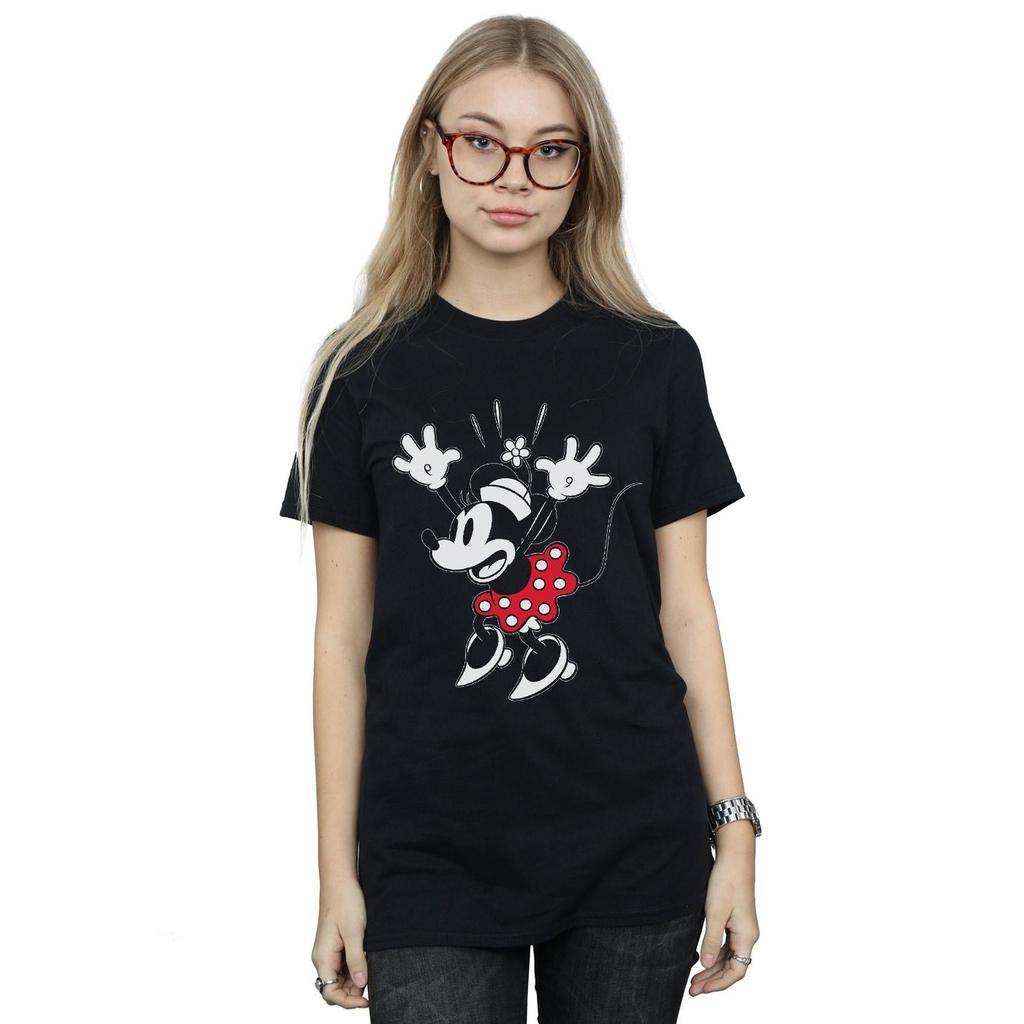 Disney Womens/Ladies Minnie Mouse Surprise Cotton Boyfriend T-Shirt