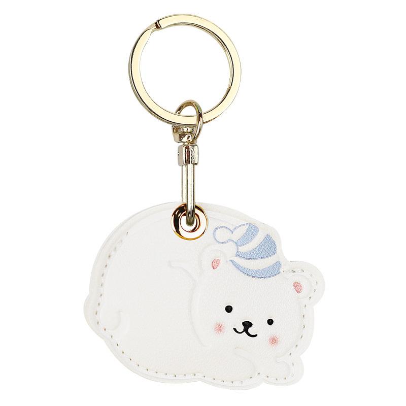 MINISO Брелок, Милый кулон в форме коровы для скрытого Airtag, Защитный чехол из искусственной кожи с кольцом для ключей